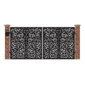 Poarta acces auto mare din tabla debitata cu plasma ROSES 3884x1940 mm