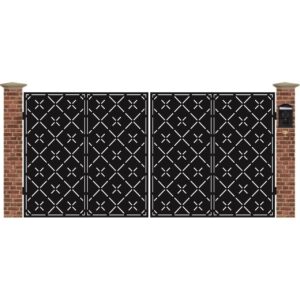 Poarta acces auto mare din tabla decupata cu plasma LINES 3884x1940 mm